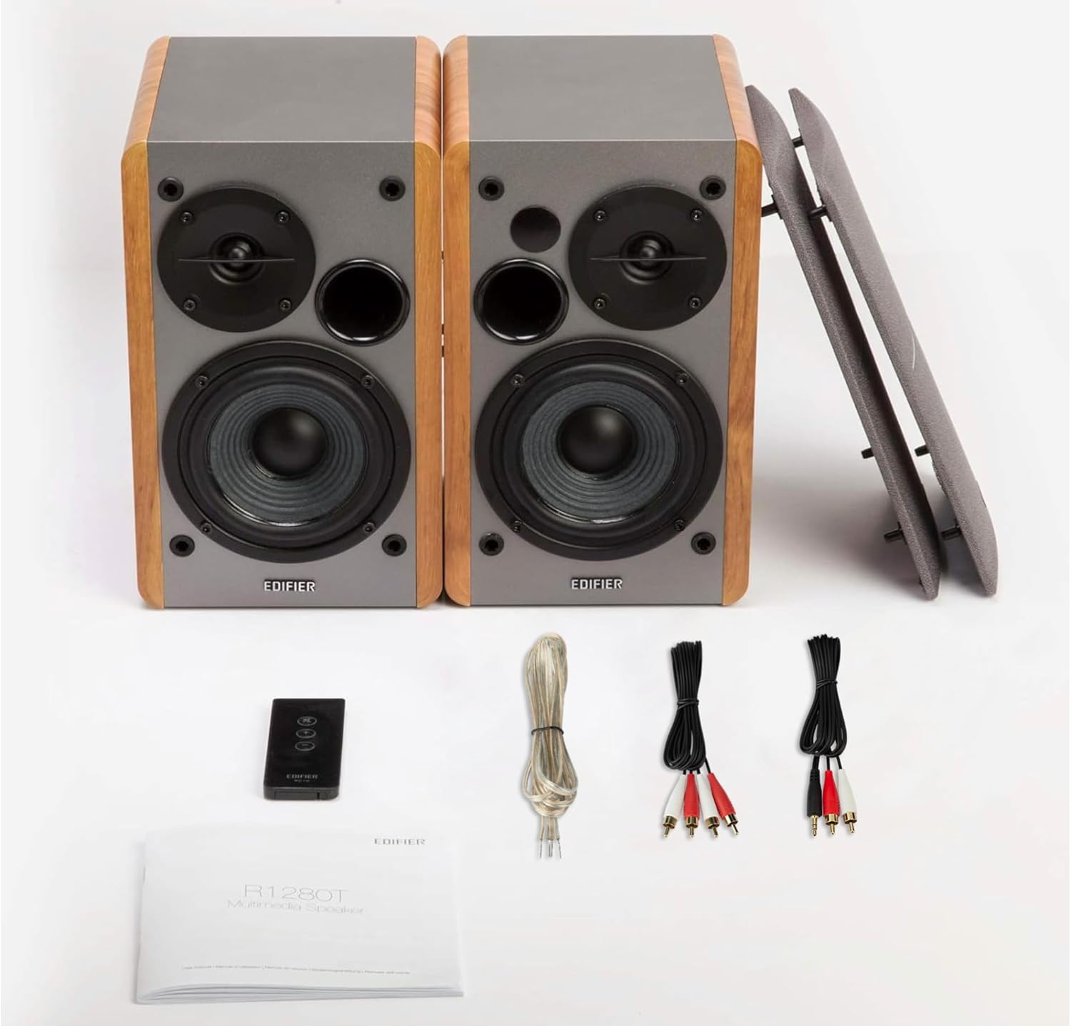 Edifier R1280T Powered Bookshelf Speakers - 2.0 Active near Field Monitors - Studio Monitor Speaker - 42 Watts RMS (Brown) - Brown image number 2