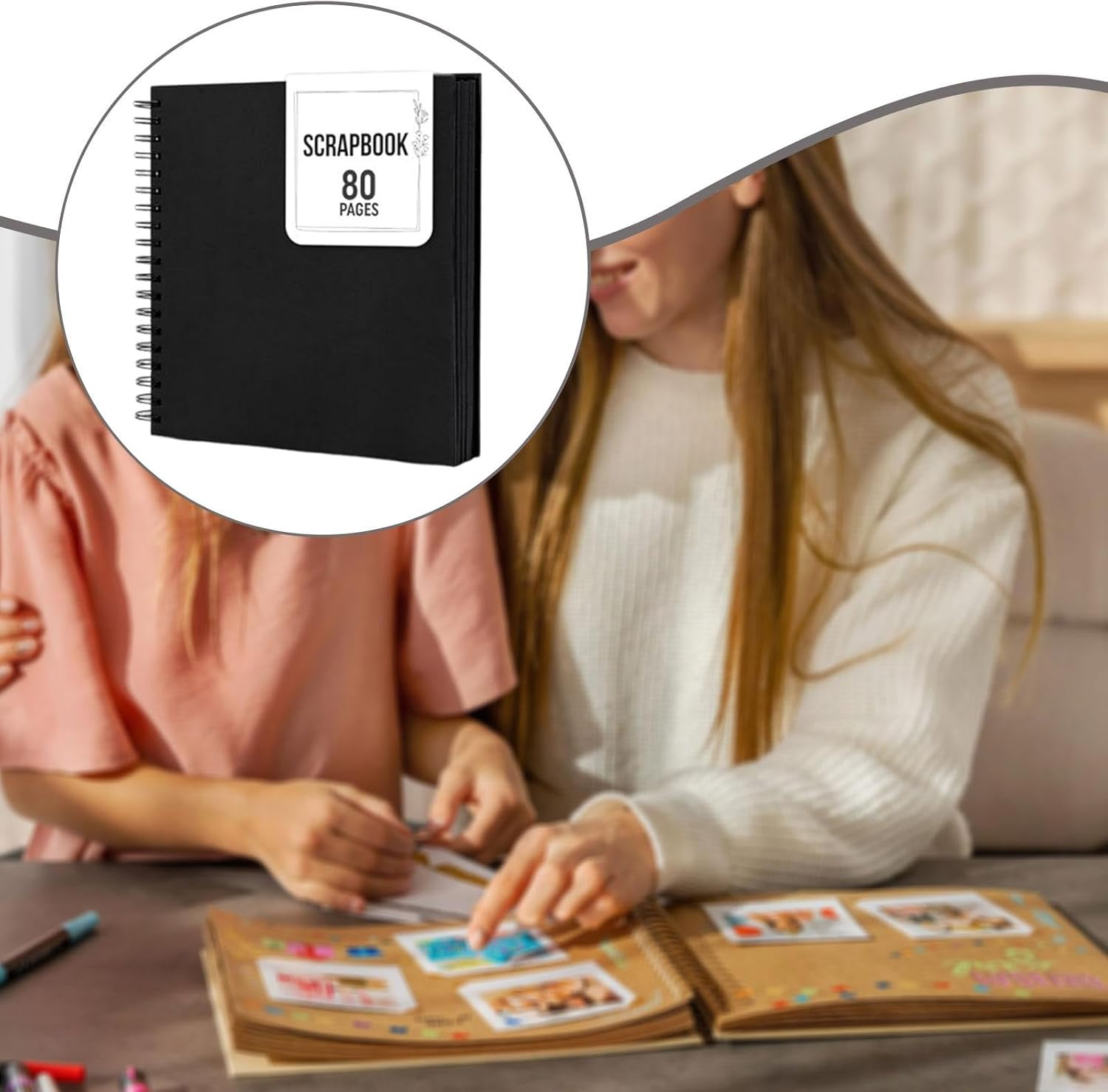 Scrapbook Photo Album DIY Photo Keepsake Album Wedding Anniversary Scrapbooks Albums Book, Black - Brown image number 3