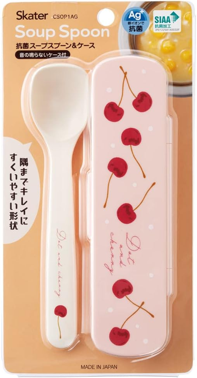 Skater CSOP1AG-A Antibacterial Soup Spoon Case Set Dot & Cherry PK Made in Japan 6.3 Inches (16 Cm) - Bowl Shape image number 6
