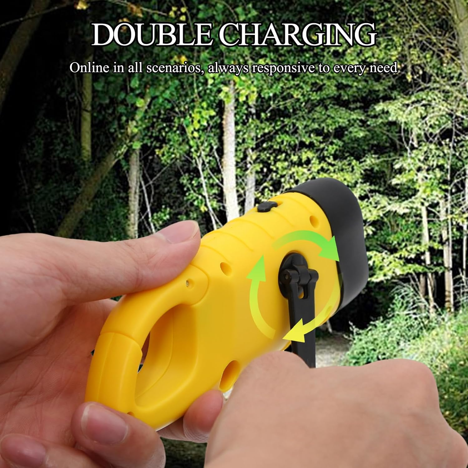 SUNNIFLY Torch Crank Emergency Torch with Crank and Solar Crank Torch for Outdoor Travel Camping and Adventure (Yellow) image number 3