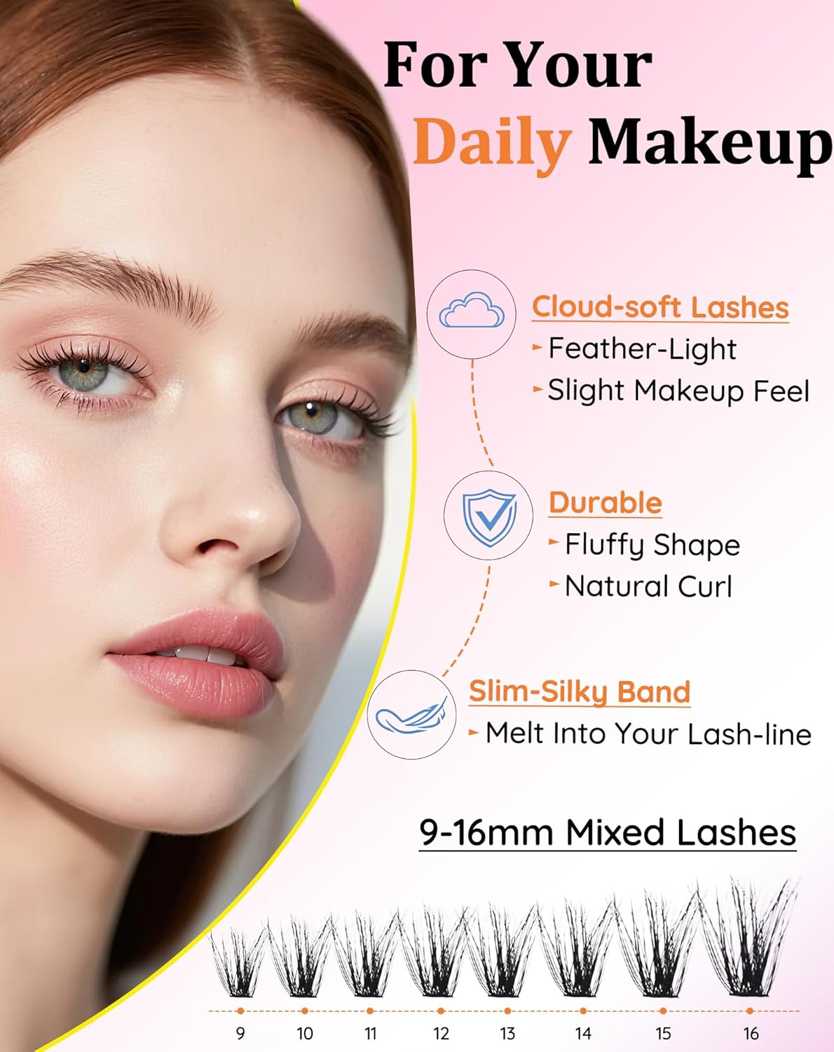 Eclatpopu Fluffy Lash Clusters Eyelash - 60D D Curl 9-16Mm Mixed False Cluster - 2YJ-60-D image number 5