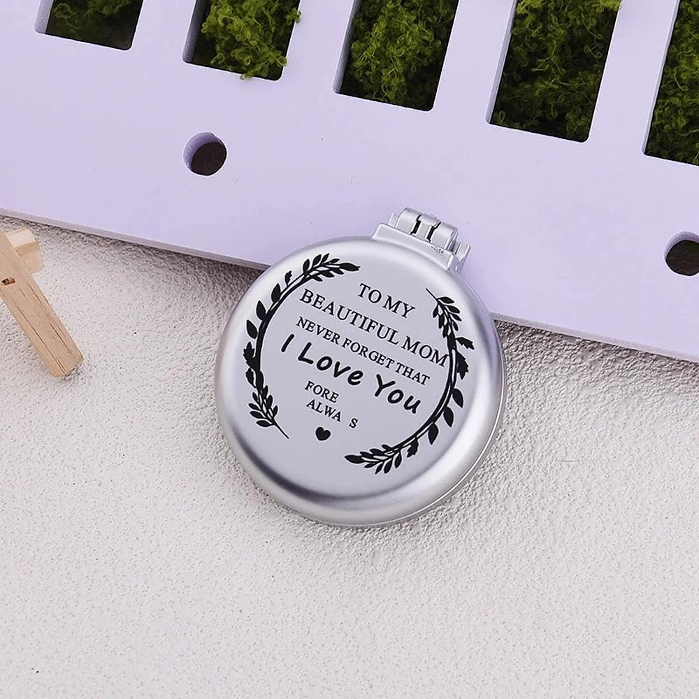 To My Beautiful Mom Folding Makeup Comb Mirror for Mother Portable Travel Pocket Compact Mirror with Comb for Mommy Mama Thoughtful Christmas Birthday Gift from Daughter Son image number 4