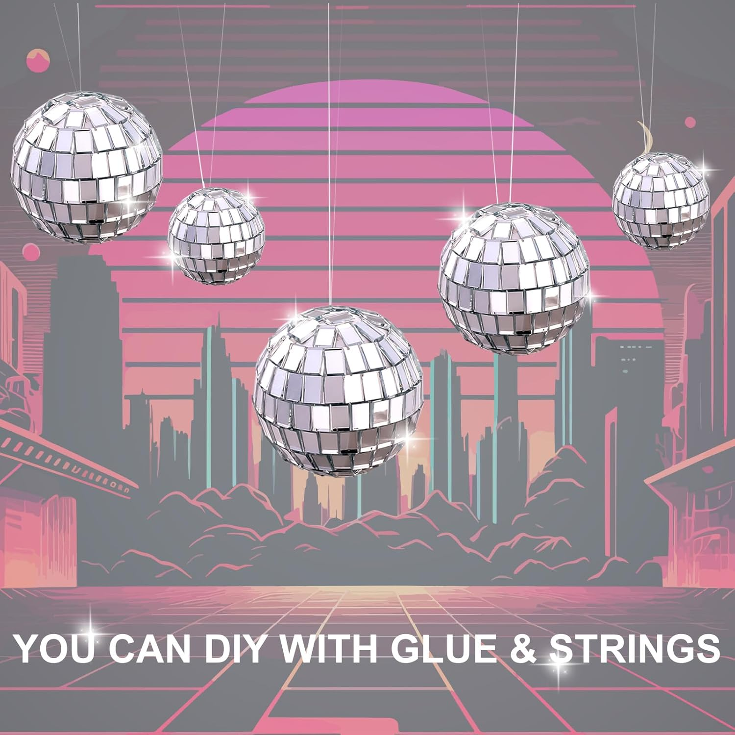 7PCS Disco Ball Cake Topper, Disco Ball Cake Decorations Different Sizes, 70S Disco Themed Dance Party Supplies, Small Disco Balls for Cake Dessert Accessories Disco Party Ornament (Silver)