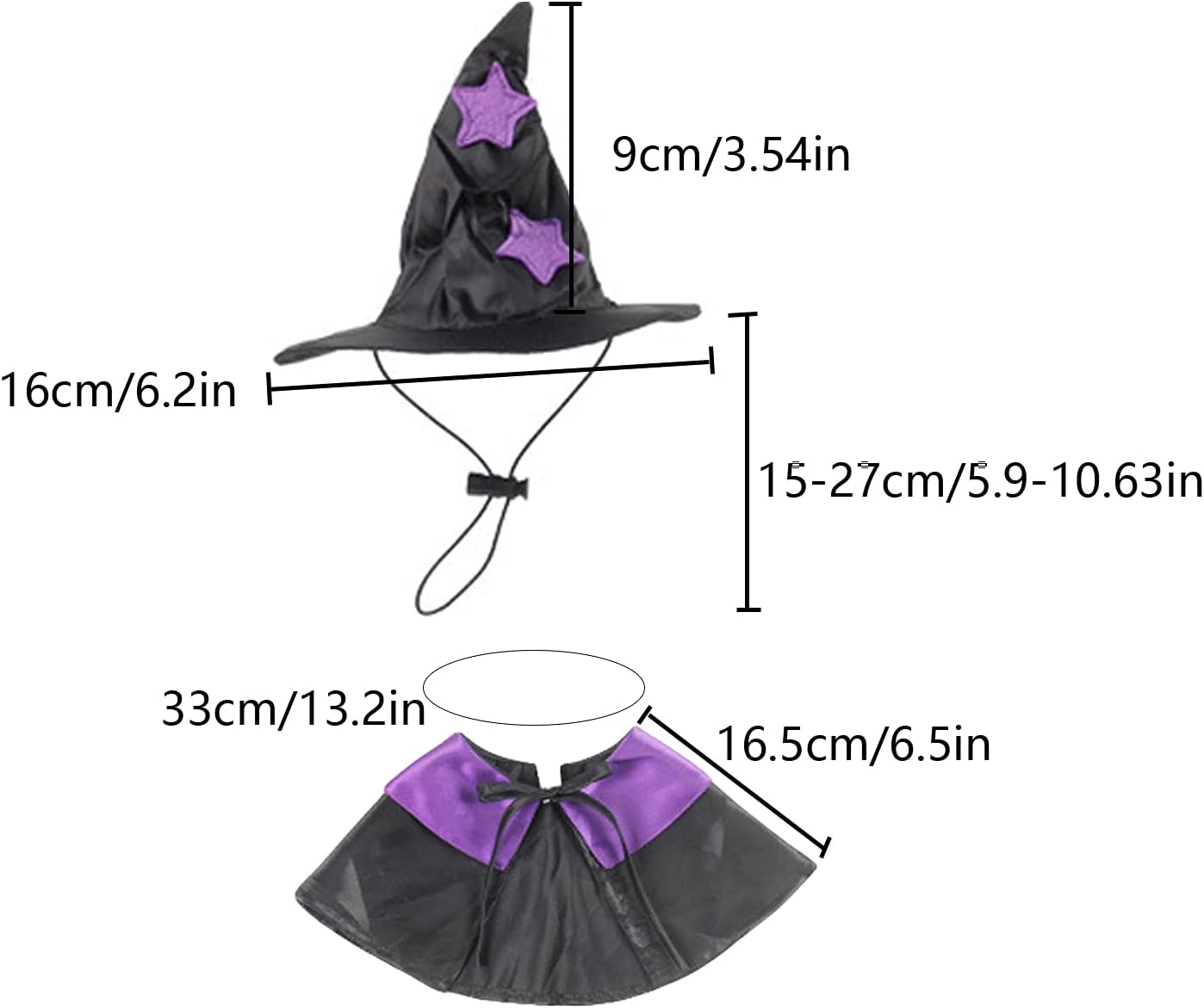 Halloween Pet Cloak Witch Hat Witch Cloak Costume for Small Dogs and Cats Halloween Clothes (L) image number 6