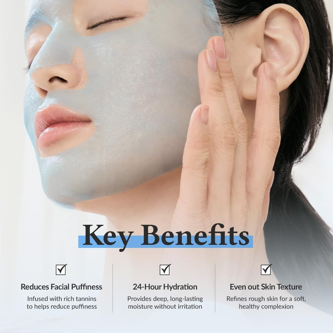 Dr.Althea Aqua Blue Hydration Mask | Reduce Facial Puffiness with Tannins | Sheet Mask for Long-Lasting Hydration | Vegan Korean Skincare (Pack of 4) image number 6