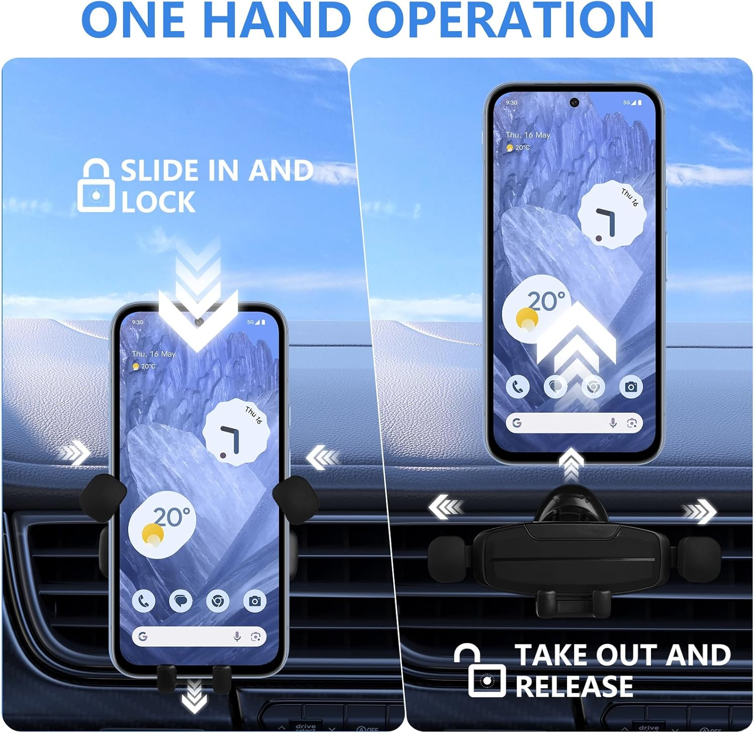 KIKISML Car Phone Holder, Cell Phone Mount for Car Gravity Air Vent Clip Hook One Hand Operation Adjustable Automobile Holder Cradle for Almost Phone Compatible with Iphone 16 15 14 Galaxy S24 A55 A56 image number 2