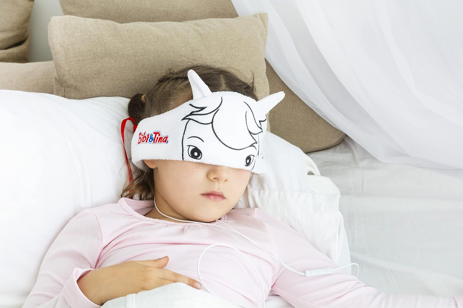 Bibi&Tina Headband Headphones, Sleeping Mask for Kids with Sabrina the Cartoon Hero - Comfortable Thanks to Soft Fleece, No Pressure on the Ears - Volume Limiter - Ideal for Travel image number 6