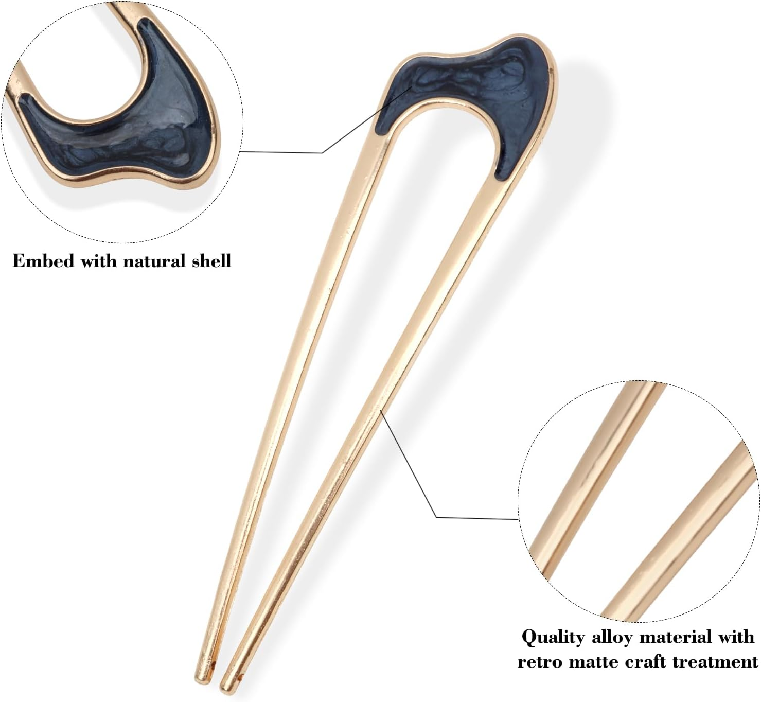 French Twist Hair Pin French Pins Hair Fork U Shaped Hair Pins for Women French Clip Hair Pins for Buns Hair Sticks for Buns Hairpin Gold Hair Pins for Styling Updo Hair Accessories for Women image number 1