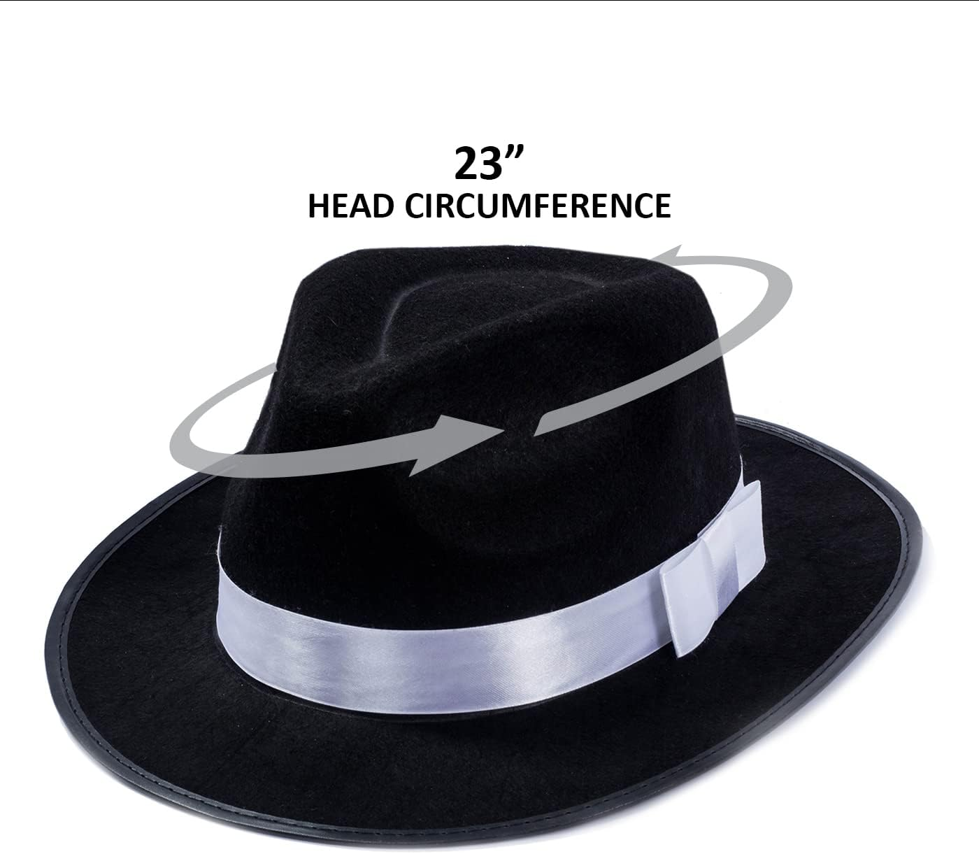 Tigerdoe Fedora Gangster Hat - Mobster Costume - Felt Hat & White Neck Tie - (2 Pc Set) Fedora Hat image number 2