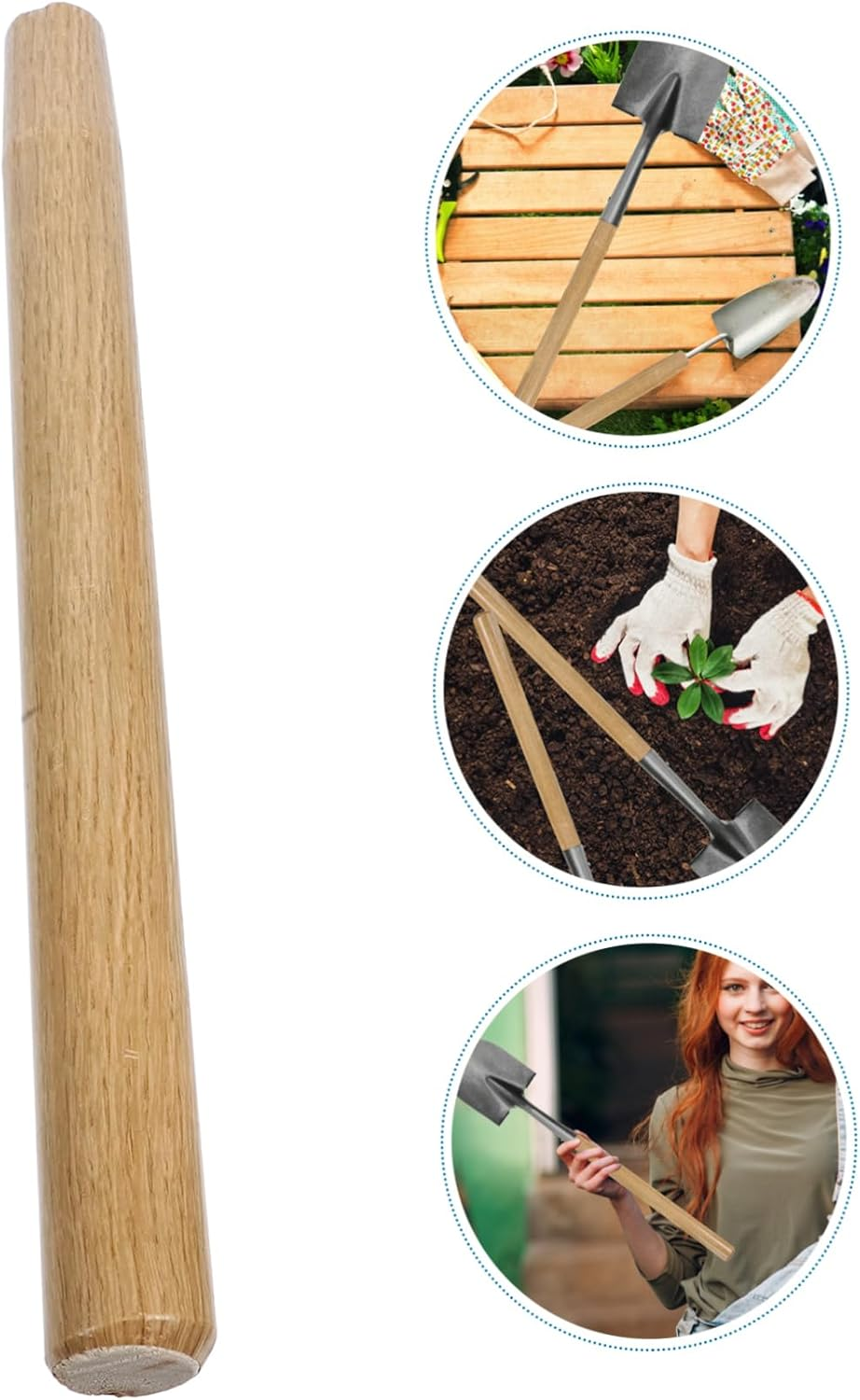 Amosfun Heavy Duty Wooden Shovel Handle Replacement Solid Wood Agricultural Tool Handle for Gardening image number 2