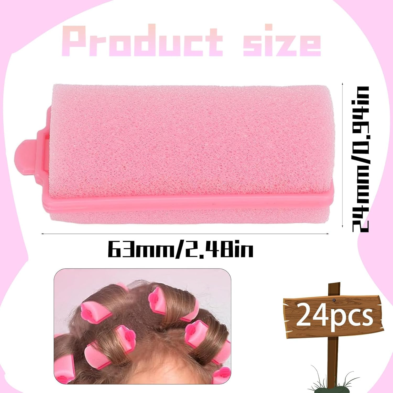 24Pcs Foam Hair Rollers, Sponge Hair Rollers Flexible Sleeping Curlers Soft Hairdressing Curlers, Curvy Wavy Hairstyle Curling Styling Tools Use for Long Short Ladies and Children image number 4