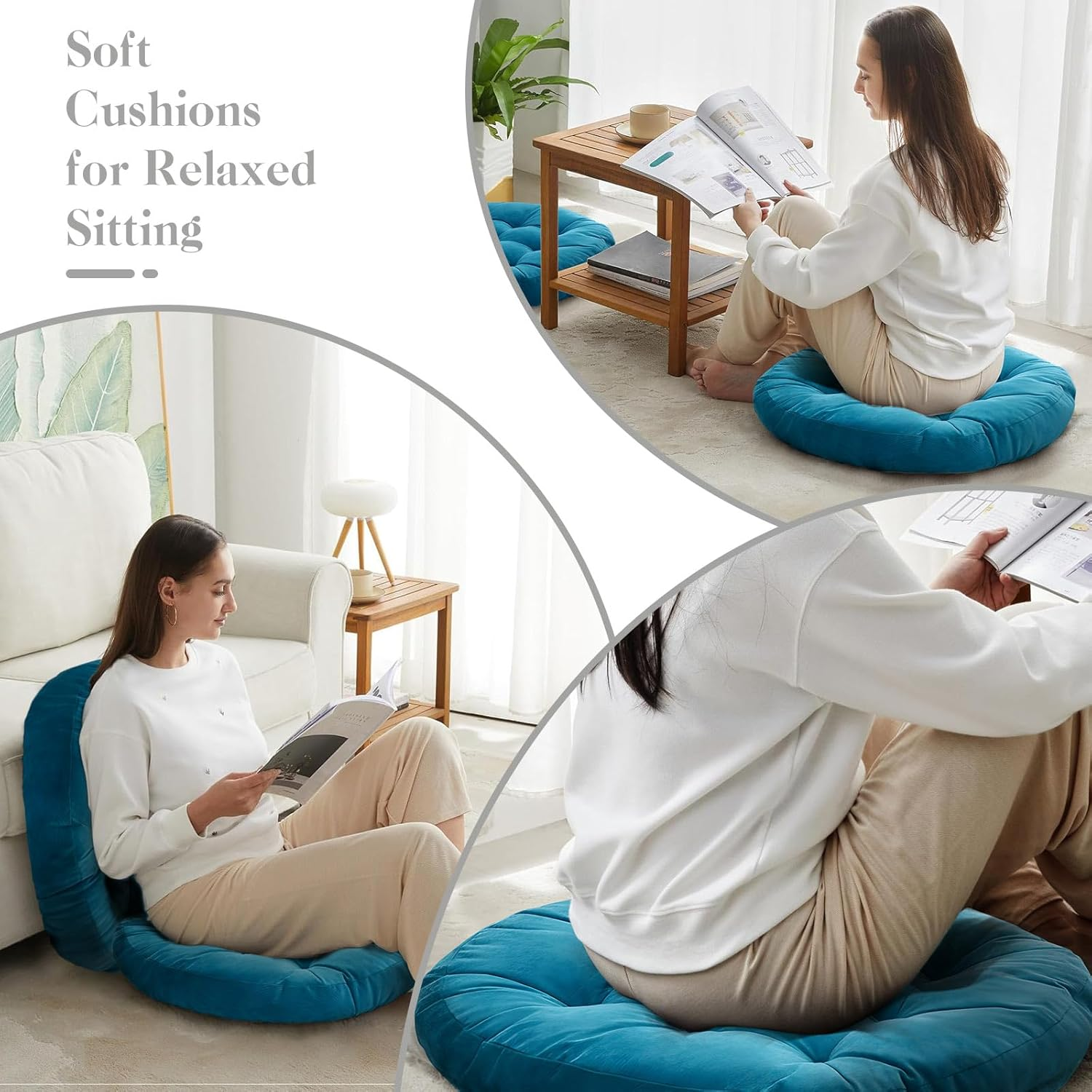 DAWNTREES 2 Pack Floor Cushion,55X55Cm Large Square Floor Pillows Seating for Adults,Tufted Corduroy Floor Cushion for Tatami Living Room