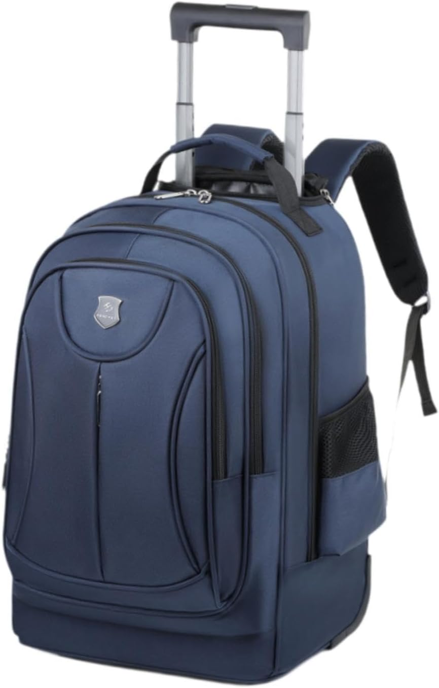 Magideal Rolling Backpack with Trolley Trolley Backpack with Wheels Hidden Lever Computer Bag Trolley Suitcase Bag for Business Travel - Black image number 2