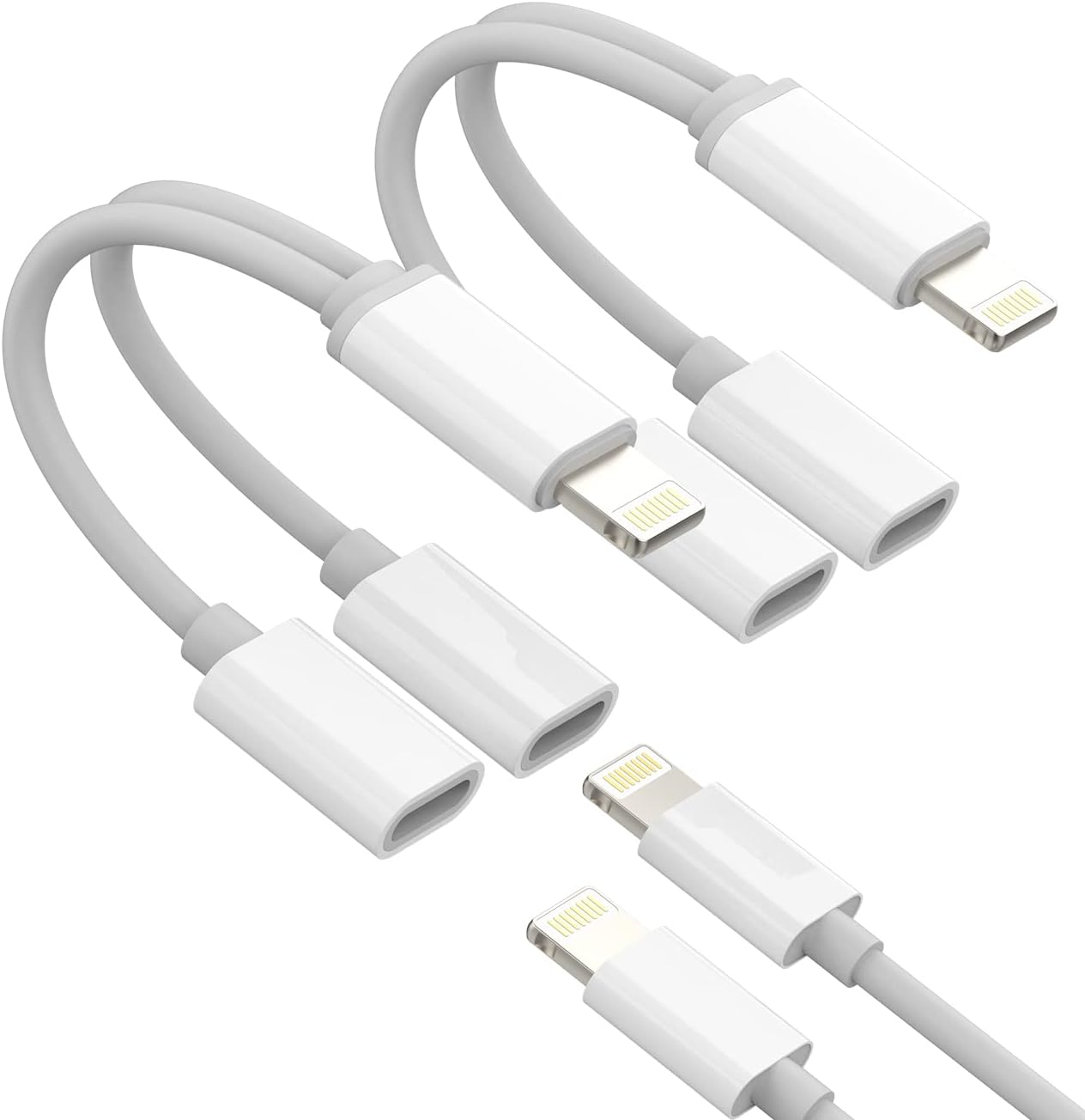 Dual Lightning Splitter(2Pack)Apple MFI Certified Iphone Headphone Adapter 2In1 AUX Charging Double Jack Dongle Adaptador Para for 11 12 13 14 Pro Max Mini SE X XR 7 8Plus Charge Audio Converter Cable