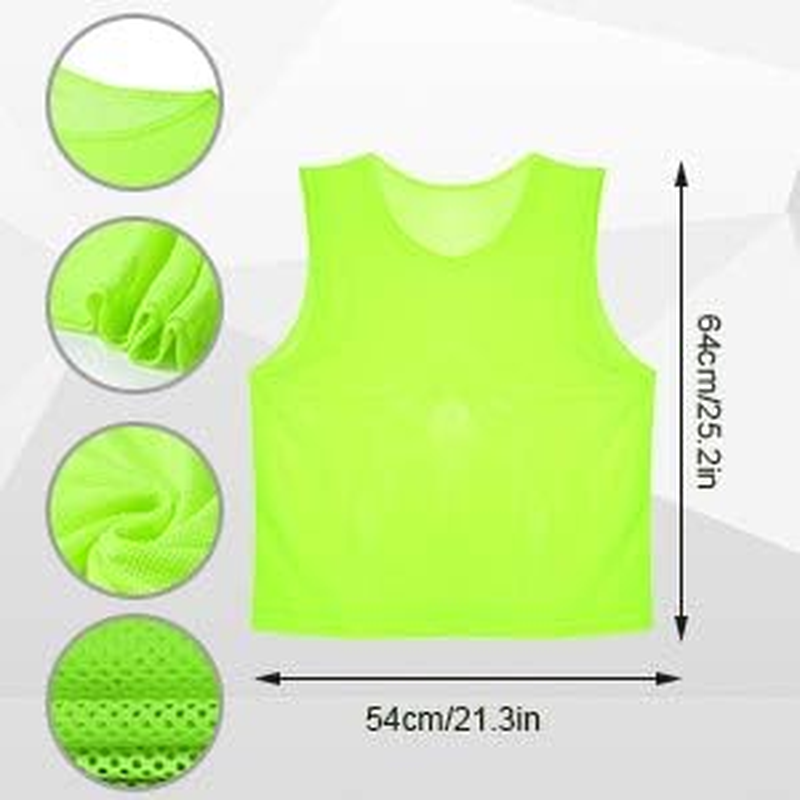 12 Pack Mesh Scrimmage Training Vests Football Vest Breathable Adults Jerseys Bibs for Volleyball Soccer Basketball (Green) image number 4