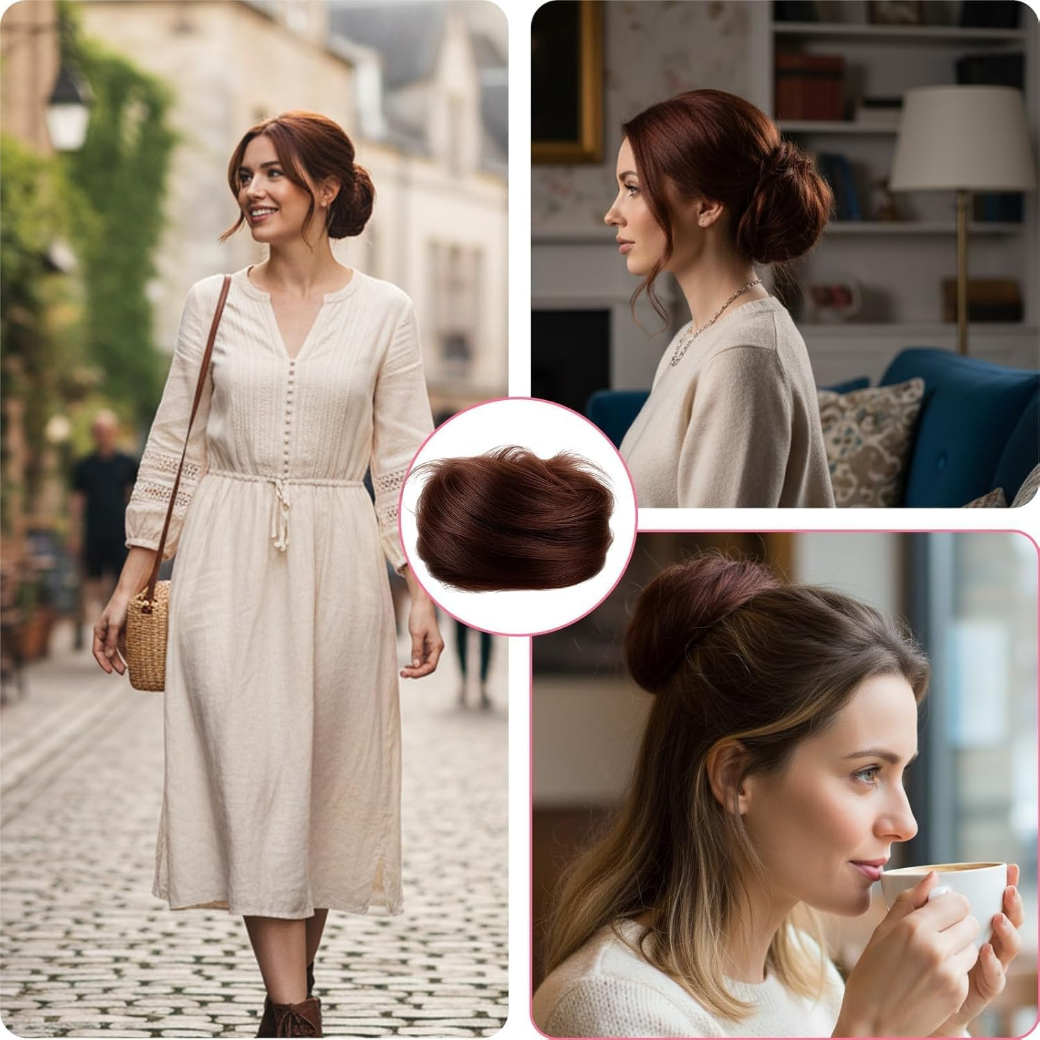 Hairpieces for Thin Hair, Real Hair Piece Bun Hair Scrunchie with Hair, Natural Look, 10 X 10 X 2 Cm image number 3