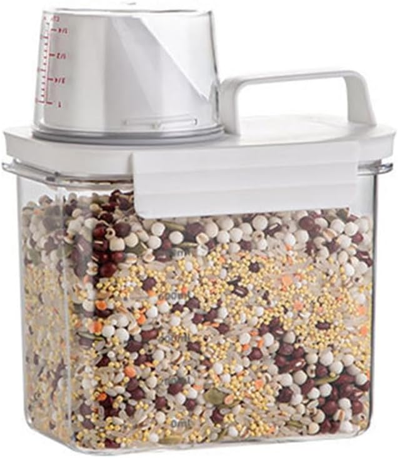 AIMALL 1100ML&ndash;2900ML Rice Storage Container with Lid and Measuring Cup Airtight Moisture-Proof Grain Box for Flour Cereal Dry Food Pet Cat Dog Food Sealed Kitchen Storage Jar