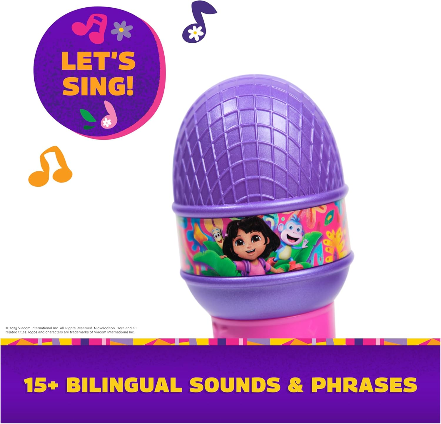 Dora, Rainforest Rhythms Microphone with Music, Sound Fx & Bilingual Phrases, Kids Toys for Girls & Boys Ages 3 and Up image number 6