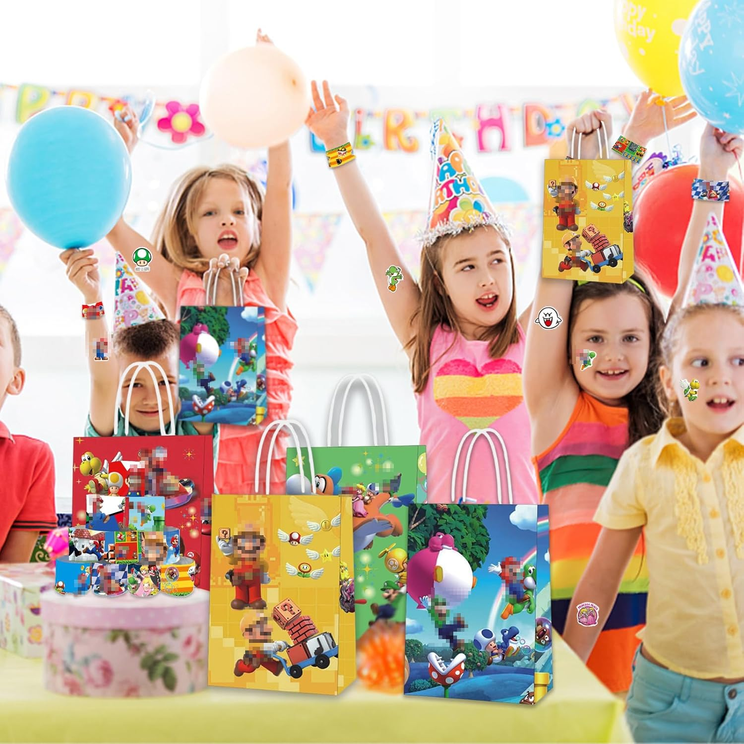 Cartoon Party Bags Children'S Birthday, Cartoon Slap Bracelets, Cartoon Gift Bags, Cartoon Stickers, Cartoon Tattoo Children, Cartoon Theme Party Decorations for Boys and Girls, Fans image number 2