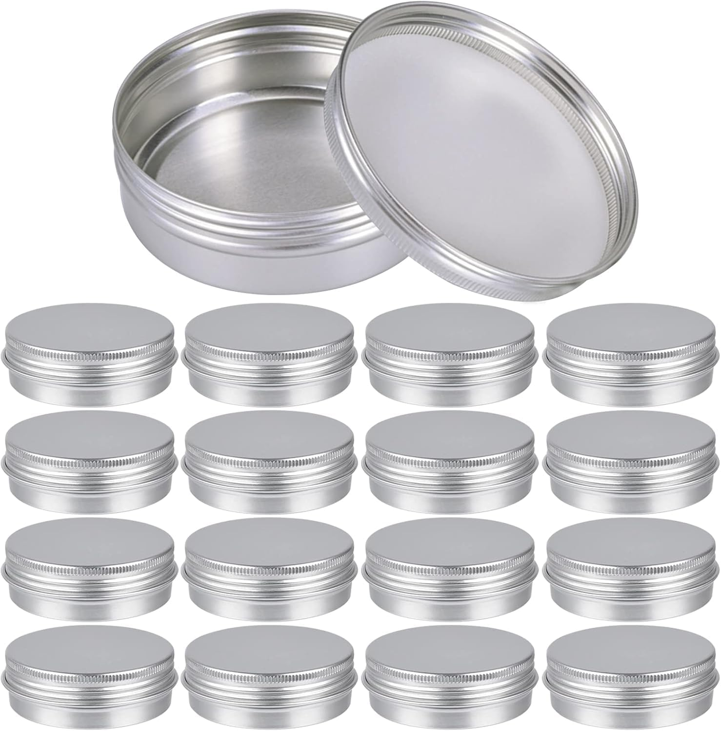 12 Pack Aluminum Tin Jar Refillable Containers 100Ml round Empty Tins with Screw Lid, Silver Cosmetic Sample Storage Containers for Lip Balm, Salve, Eye Shadow, Spices