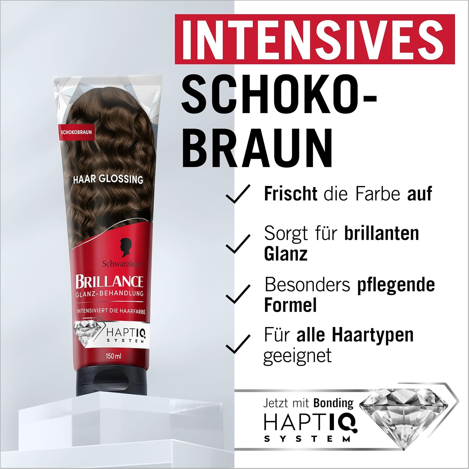 BRILLANCE Gloss Treatment, Hair Glossing Chocolate Brown (150 Ml), Temporary Hair Colour That Can Be Applied like a Hair Mask, Intensifies Hair Colour for up to 6 Washes image number 2