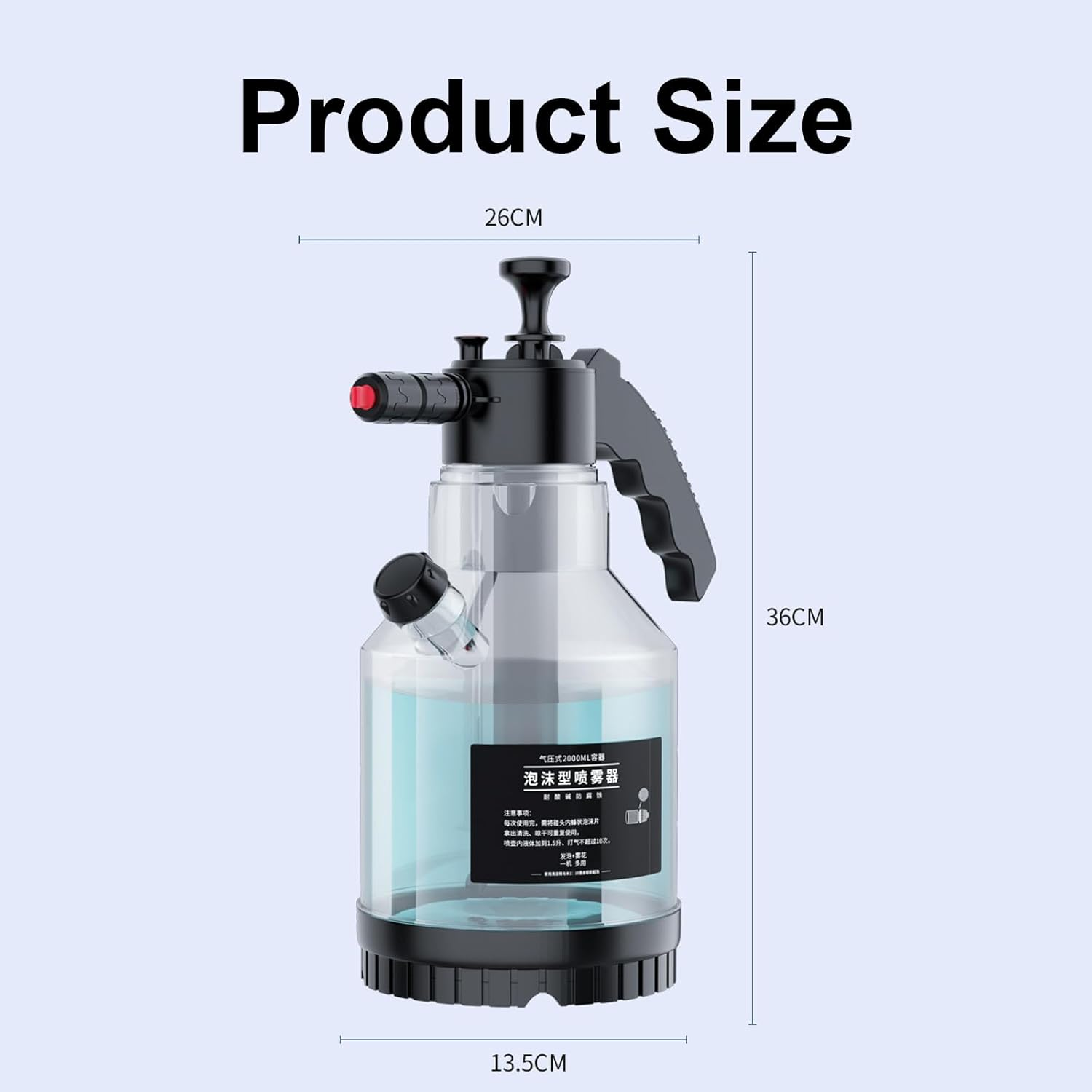 Taoluwin 2L Car Wash Foam Sprayer, Foaming Pump Sprayer with Wide Angle Fan Jet, Side-Fill Design & Dual Nozzles for Thick Suds, Garden Watering, and Home Cleaning