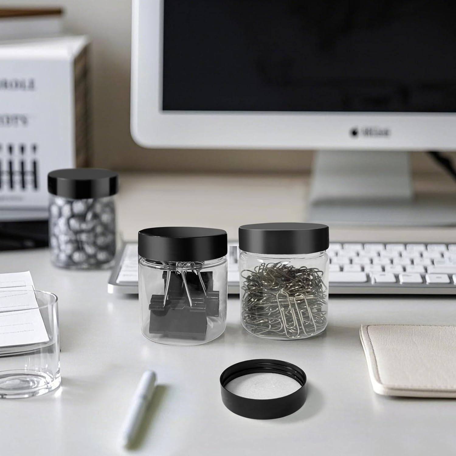 50 Pack 4 Oz Clear Plastic Jars with Lids - Small/Mini Containers for Slime, Ointments, Creams, Samples, Eyeshadow, Travel Storage, Makeup, Lotion, and Body Butter. image number 6