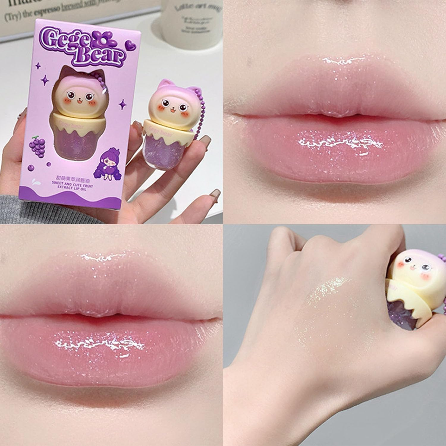 Baorder 4 Colours Shimmer Lip Gloss Set, Moisturising Lip Oil, Light, Sweet Lip Gloss, Fruit Flavoured, Moisturising Glass Lip Gloss Oil Set Makeup image number 6