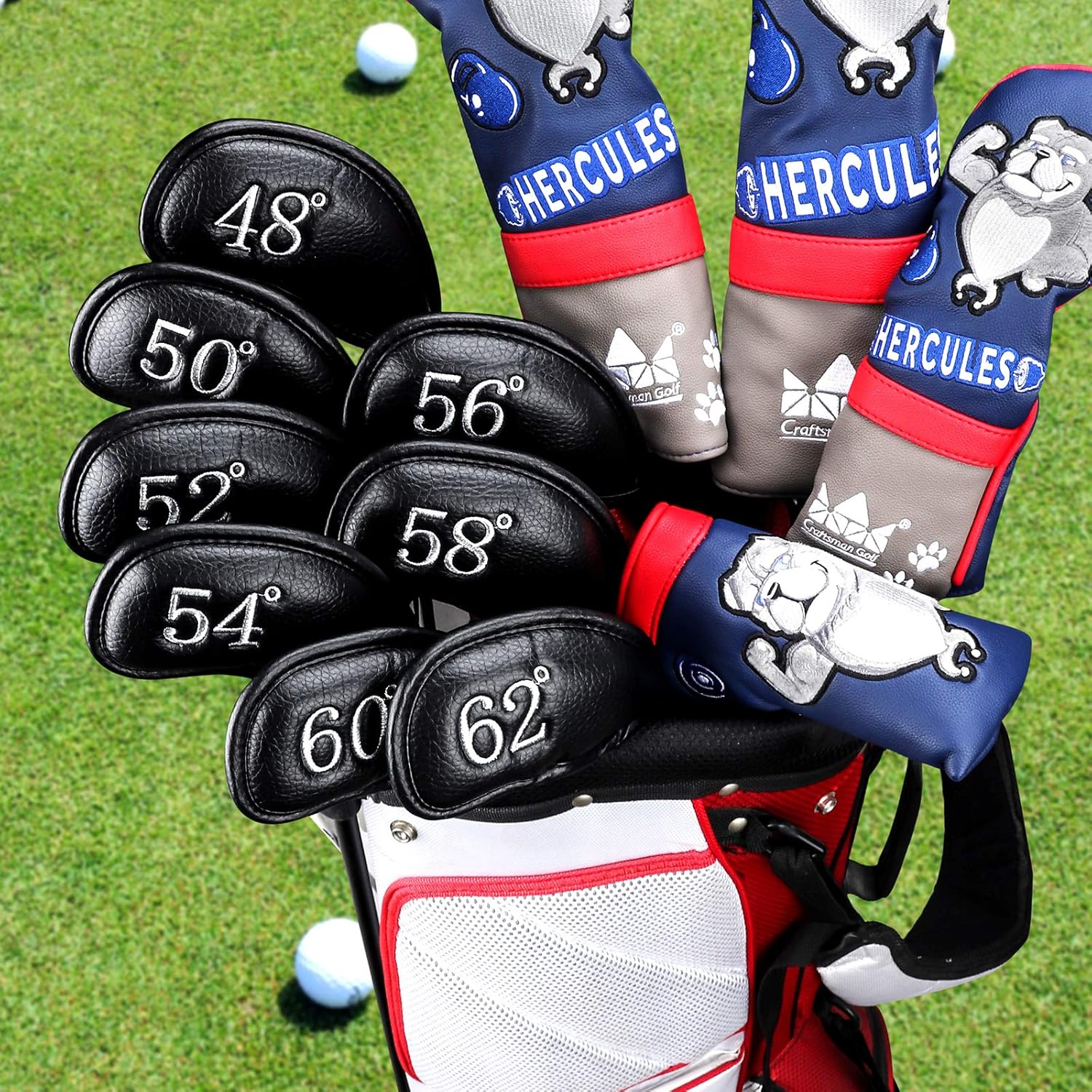 Craftsman Golf 1Pc or 1 Set Synthetic Leather Black Golf Club Head Cover Wedge Iron Protective Headcover 48&deg; 50&deg; 52&deg; 54&deg; 56&deg; 58&deg; 60&deg; 62&deg; or Custom Any No. image number 1