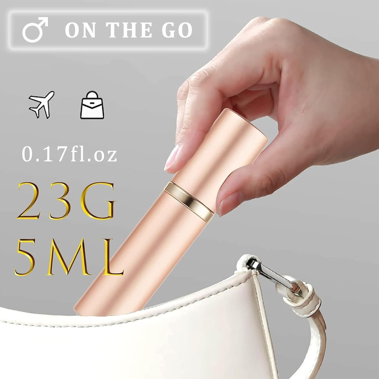 CVNRCLP 5Ml Travel Perfume Atomizer Spray Bottle &ndash; Leak-Proof Mini Refillable Perfume Dispenser for Men and Women - Gift in Elegant Gold Finish image number 3