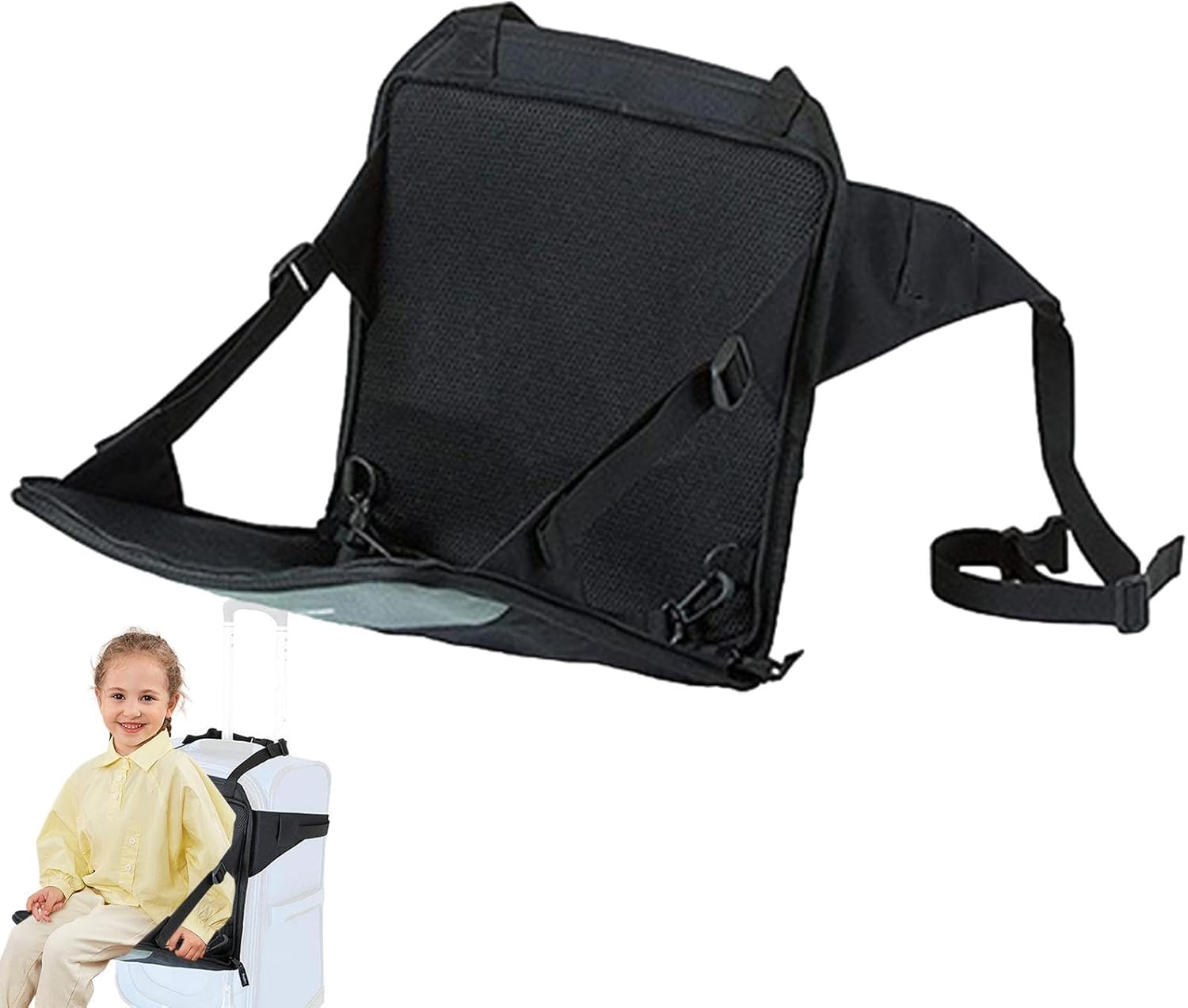 Kid Luggage Seat | Kid Luggage Seat | Child Travel Accessories | Travel Seat for Kids Carry-On Luggage for Comfortable Kids Children Outift with 13.58X12.99 Inches Black