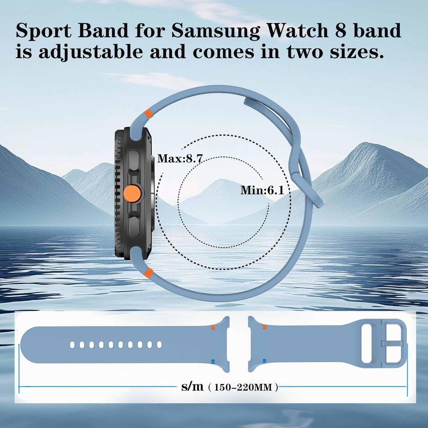 Sport Band for Samsung Galaxy Watch 8 Band 40Mm 44Mm /Ultra,Silicone Breathable Bracelet Wristband for Samsung Galaxy Watch 8 46Mm Classic