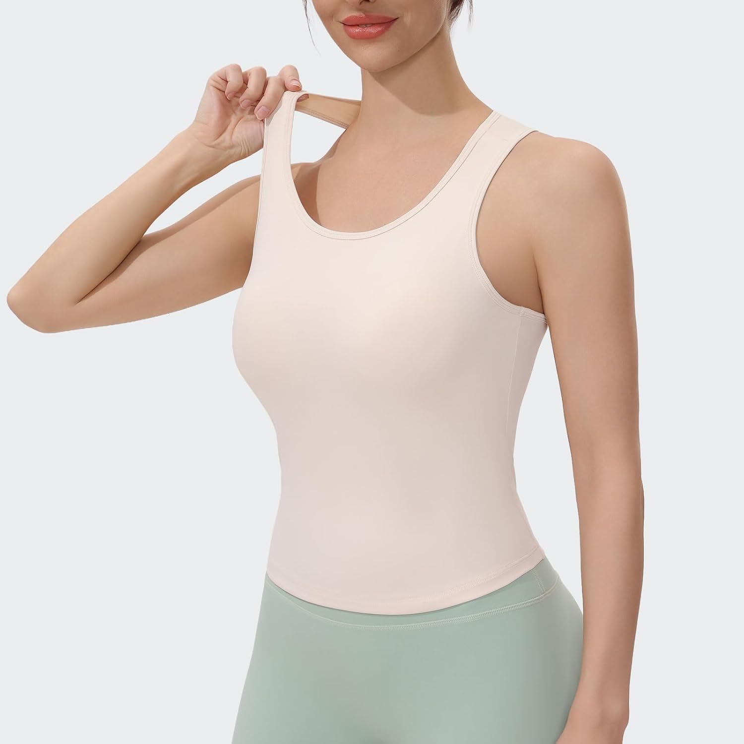 Womens Longline Sports Bra, High Elasticity Yoga Fitness Crop Top with Built in Pads for Gym Running Workout Tank Tops image number 3