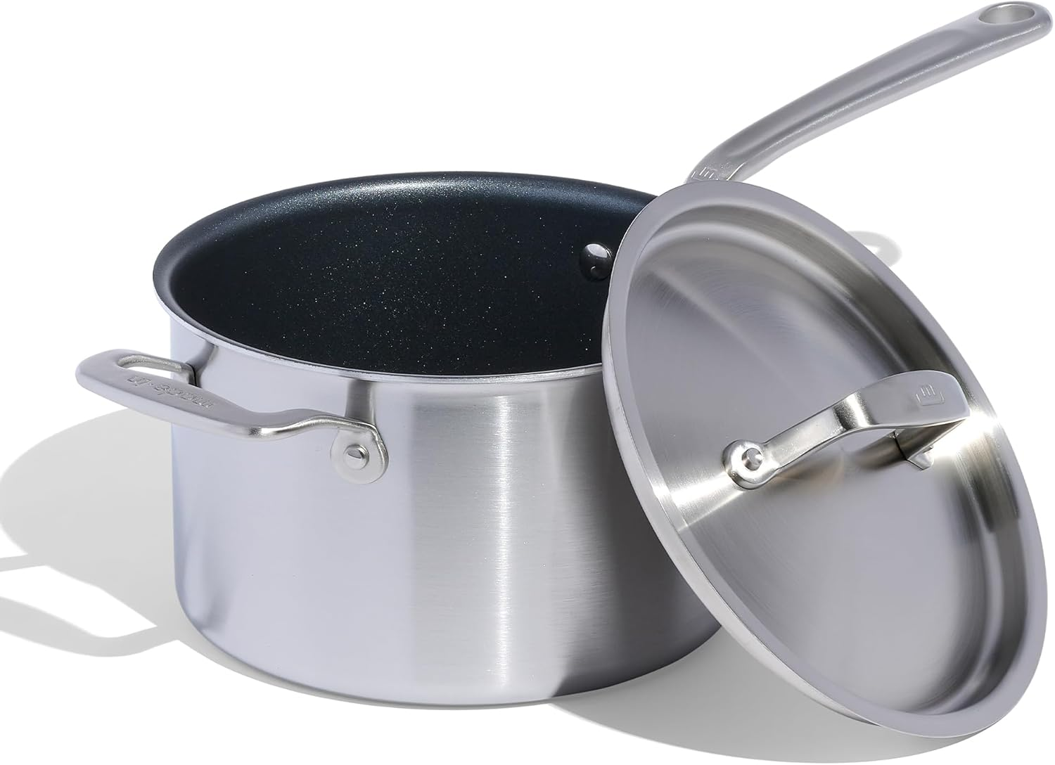 Made in Cookware - Procoat 4 Quart Non Stick Sauce Pan with Lid - Graphite - 5 Ply Stainless Clad Nonstick Saucepan - Professional Cookware - Crafted in Italy - Induction Compatible image number 2