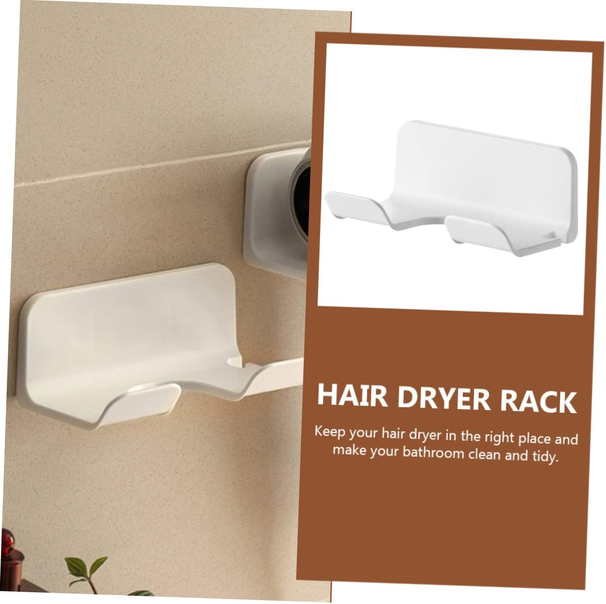 Garneck Wall-Mounted Hair Dryer Holder Design Space-Saving Bathroom Organizer Suitable for Home Barber Shops Easy Install White Finish image number 3