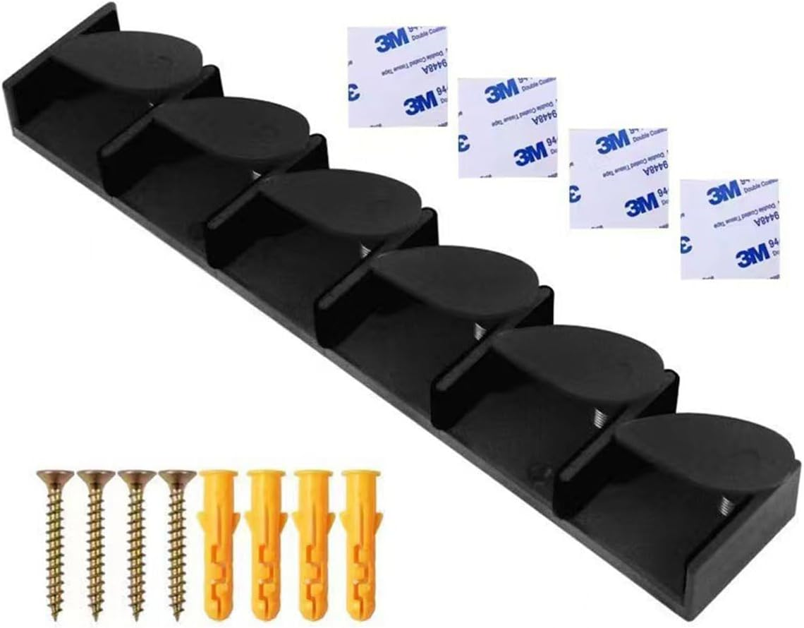 AIMALL Fishing Rod Rack, Holds 6 Rods, Snap - Design Spring Clips, 12.4&times;2.5&times;1.8In, Vertical/Horizontal Mount, Plastic Bracket for Tackle Storage