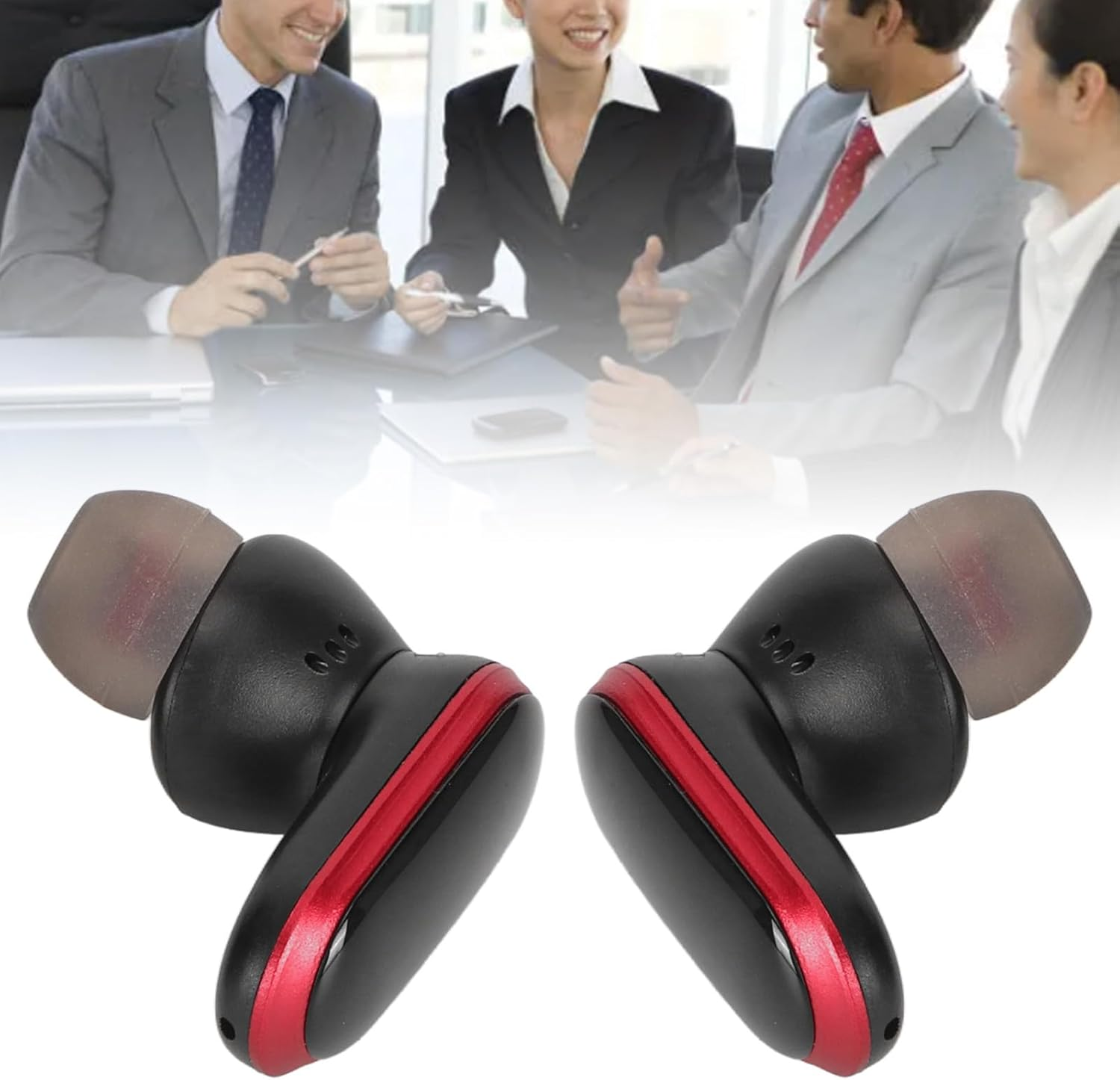 Cryfokt Language Translator Earbuds 5.0 74 Languages 70 Accents, Noise Reduction, Wireless Translator Earbuds with 97% Translation Accuracy, 4 Translation Modes (Black and Red) - Black Gray image number 3