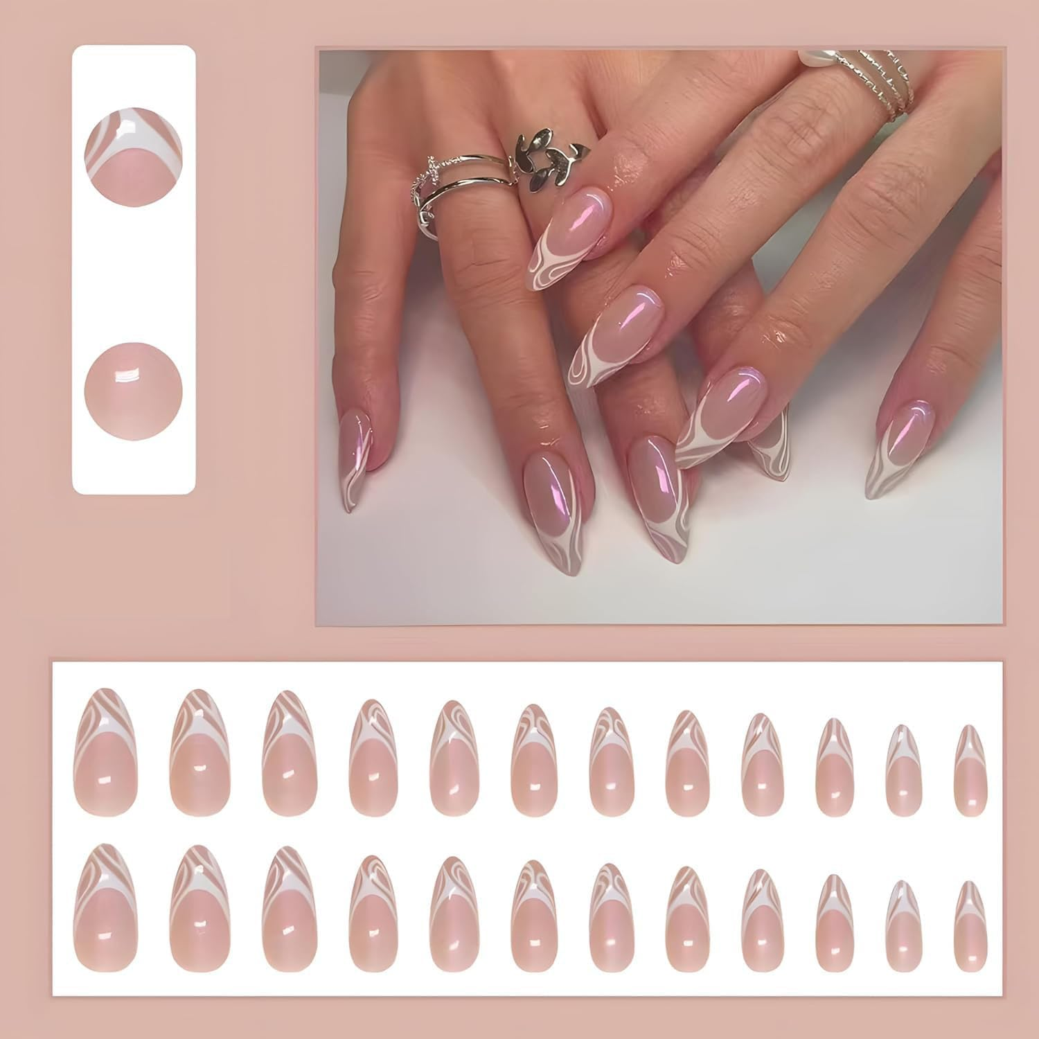 Pressing Style Fake Nails, Reusable Fake Nails, Fake Nails, Minimalist Fake Nails, Fashionable Fake Nails, with Press on Nail Adhesive image number 2