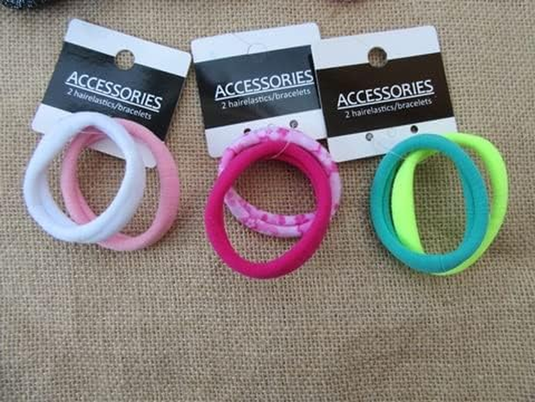 12Sheets X 2Pcs Hair Elastics Ponios Bobbles Hair Bands Mixed image number 1