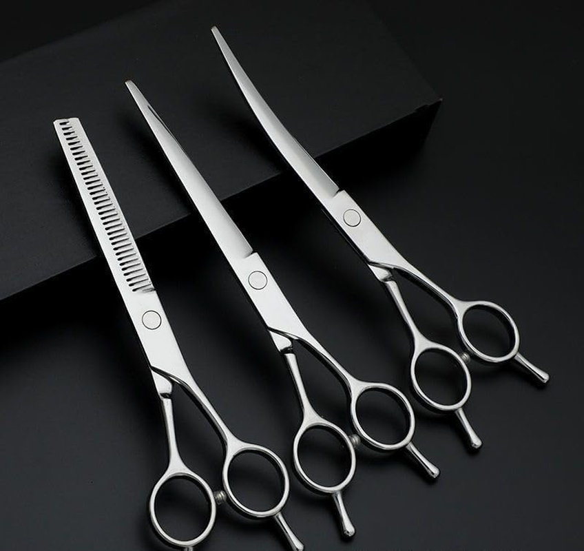 Professional Dog Grooming Scissors, Pets Grooming Thinning/Blending Shears Stainless Steel for Pet Groomers or Family DIY Use (Style 1, One Size)