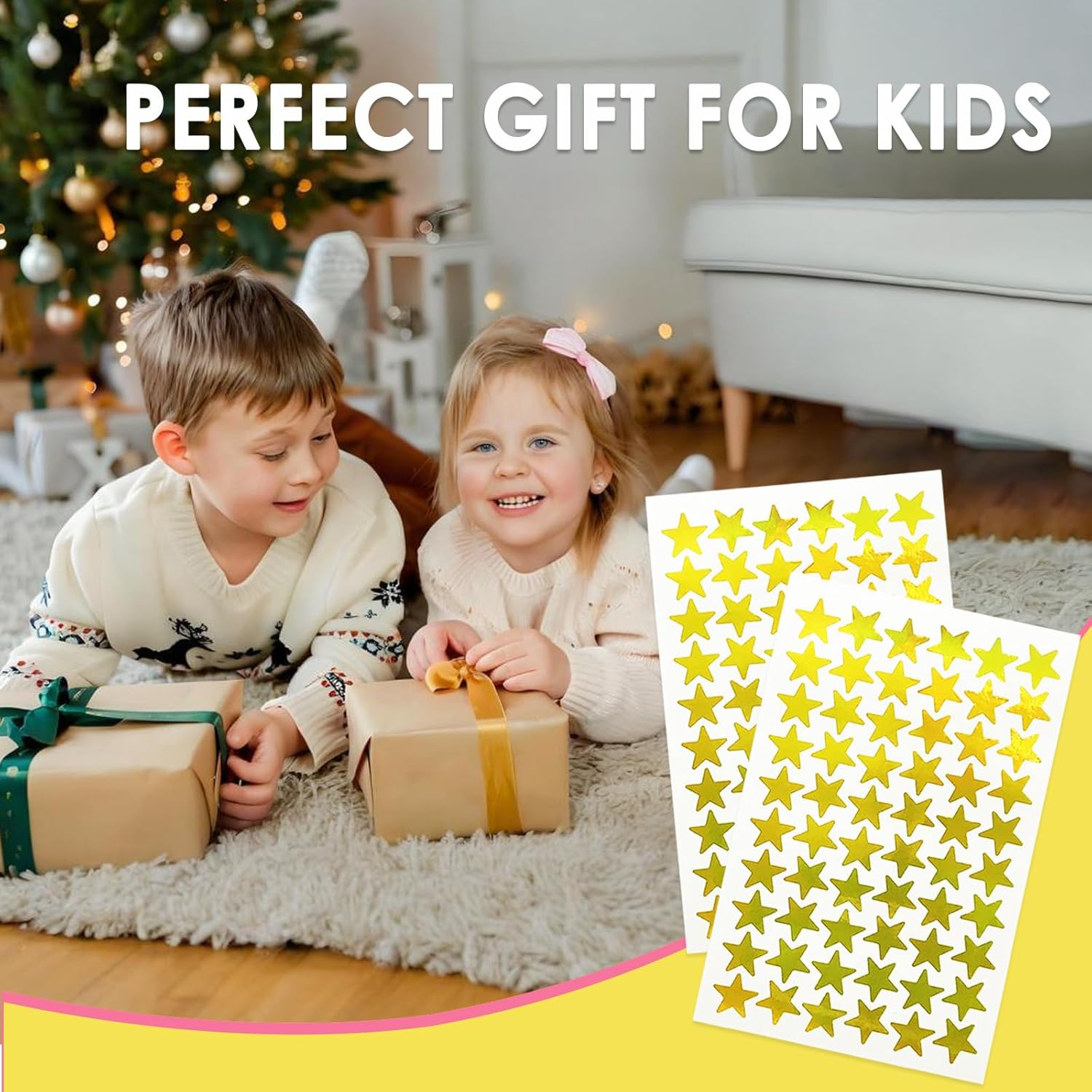 Tehttz 1800Pcs Gold Star Stickers, 30 Sheets Tiny Holographic Foil Stars Stickers for Reward, School Planner, DIY or Decoration, Classroom Teacher Supplies image number 6