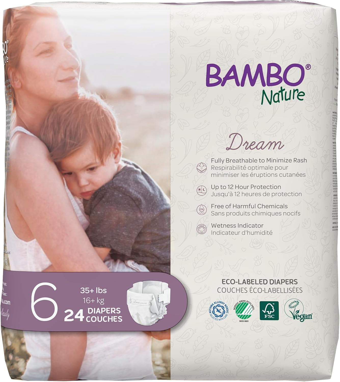 Bambo Nature Premium Eco-Friendly Baby Diapers, Size 6 (35+ Lbs), 24 Count image number 6