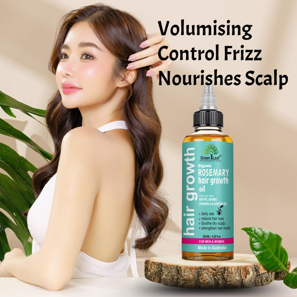 Organic Rosemary Hair Oil, Infused with Biotin, Jojoba, Argan, and Almond Oil for Hair Strengthening Nourishing, Volumizing, for All Hair Types, Non GMO| 125 ML. image number 4