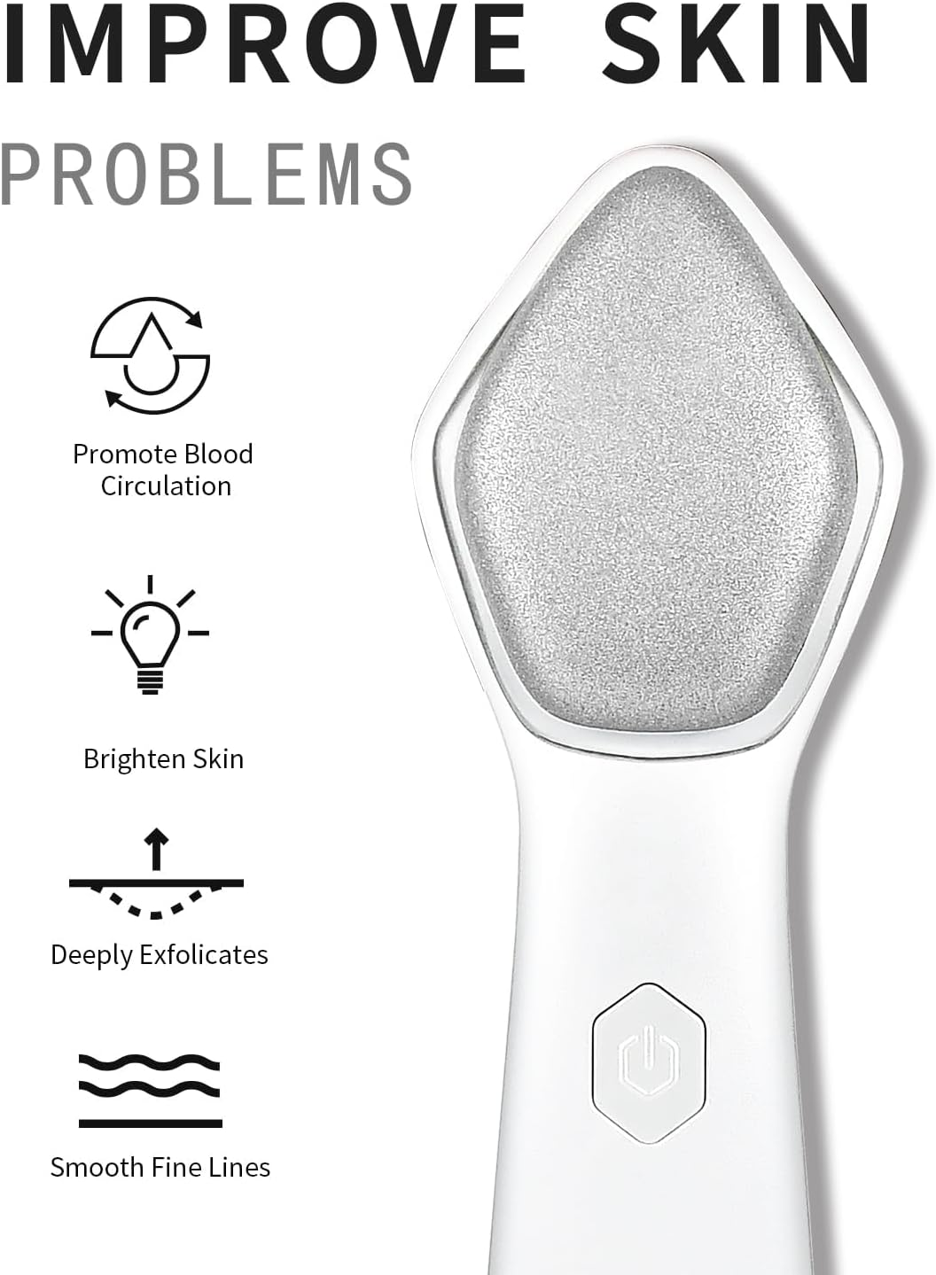 NEWDERMO Microdermabrasion Machine Pro, Large Diamond Electric Microdermabrasion Wand Tool with 3 Levels Frequency for Face Body Exfoliate Skin Care(White) - White image number 4