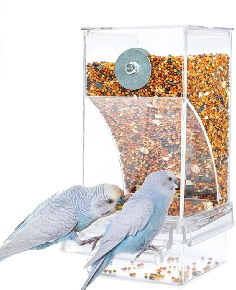 Free Bird Cage Feeders, Automatic Bird Feeders, Clear Acrylic Seed Food Container Cage Accessories, Small Bird Feeders image number 1