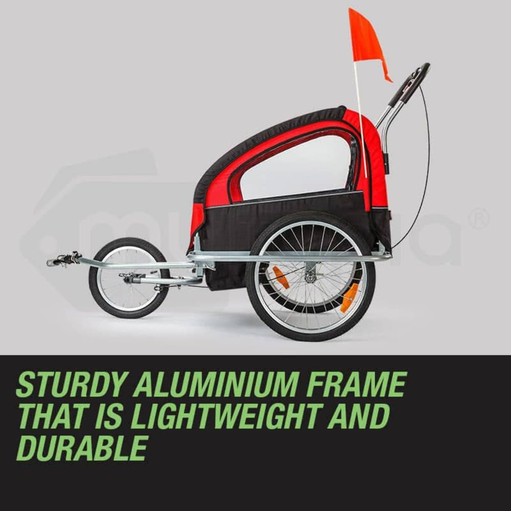 Tag-Along Kids Bike Trailer Child Bicycle Pram Stroller, Red image number 2