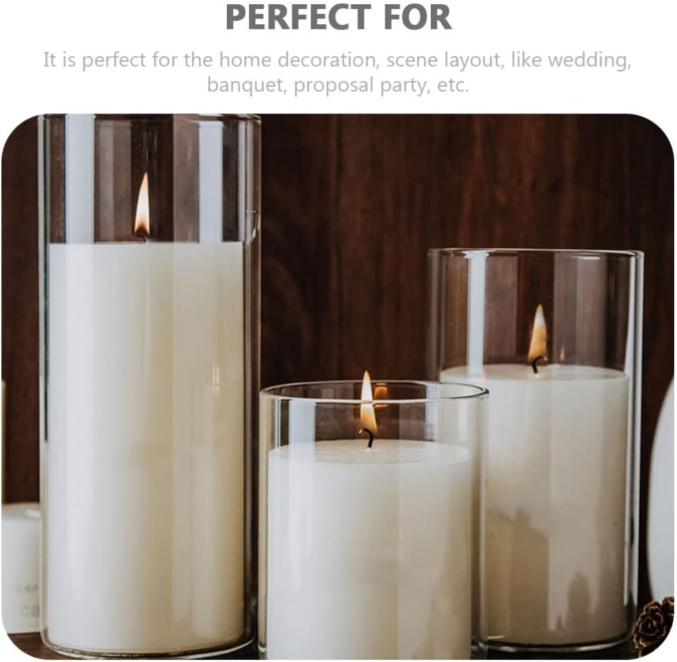 DOITOOL Glass Cylinder Vase Set of 9, Clear Glass Cylinder Vases for Centerpieces, Glass Hurricane Candle Holders for Pillar Candles, Floating Candle Vase for Wedding Decoration image number 5