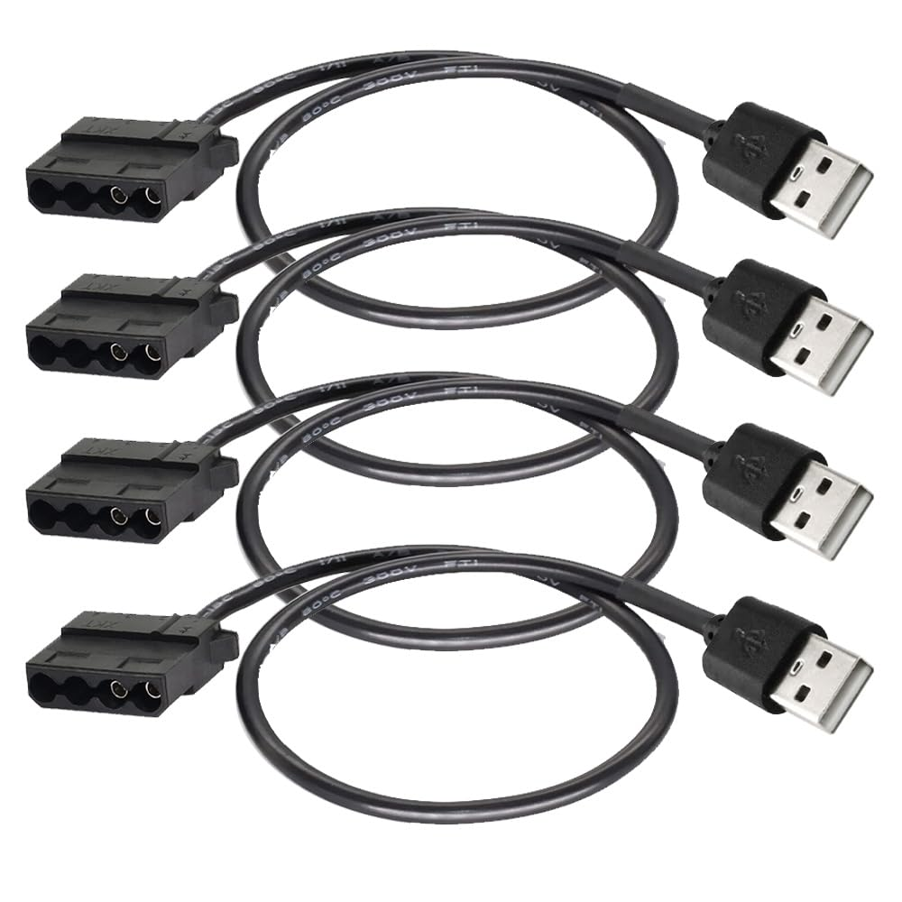 Gebildet Usb to 4 Pin Case Fan Adapter Connector Cable,Usb 4-Pin Molex Cable 4Pcs USB to 4-Pin Molex PWM 5V USB Sleeve Fan Power Adapter Cable image number 5