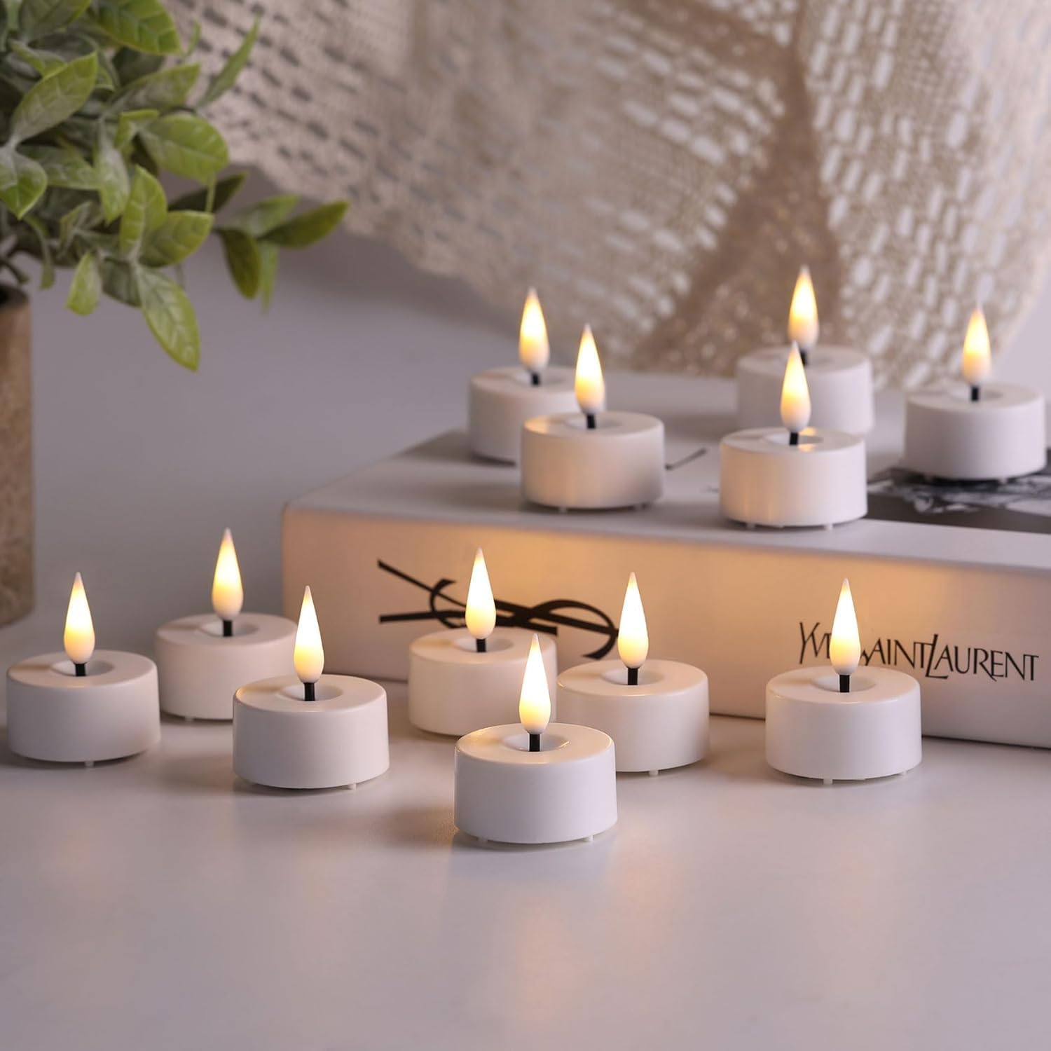 12PC Flameless Candles Battery Operated, 200+ Hours Flickering Fake Candles Electric LED Candles for Home Decor Electric Candle Tea Lights Table Decorations, Wedding, Aniversary, Halloween, Christmas image number 6