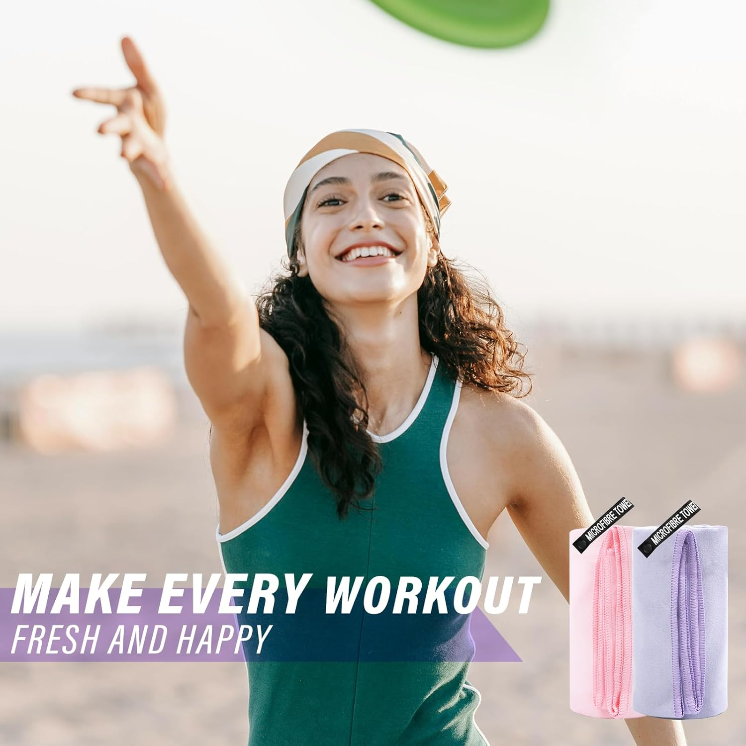 Viiotu 2 Pack Gym Towels for Women (40X80Cm/16 X32), Microfiber Quick Dry Workout Towel, Super Absorbent Suede Soft & Skin-Friendly Yoga Towel for Yoga, Running, Golf & Workout (Purple+Pink)